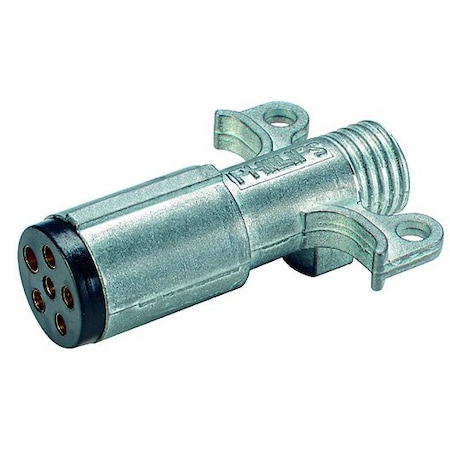 Phillips Receptacle, Elect, 6-Way, 6-Way, Zinc Die Cast, W/O Spring Guard 15-610